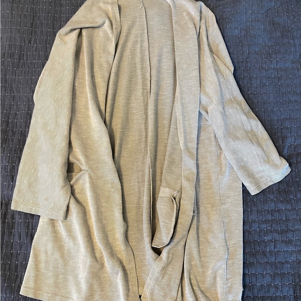 Beige Open Front Cardigan